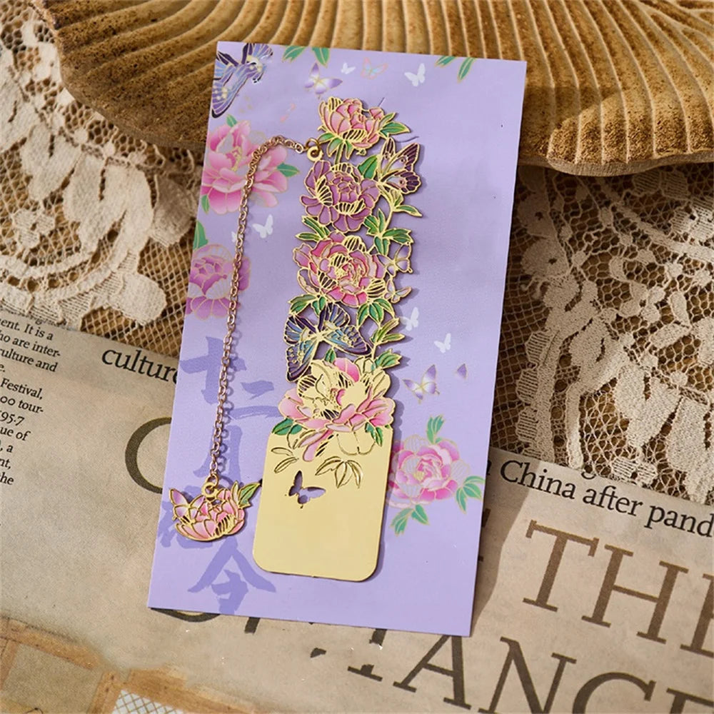 Retro Chinese Metal Hollow Bookmarks Creative Out Bookmark Book Clip Student Stationery School Office Supply New Year Gift