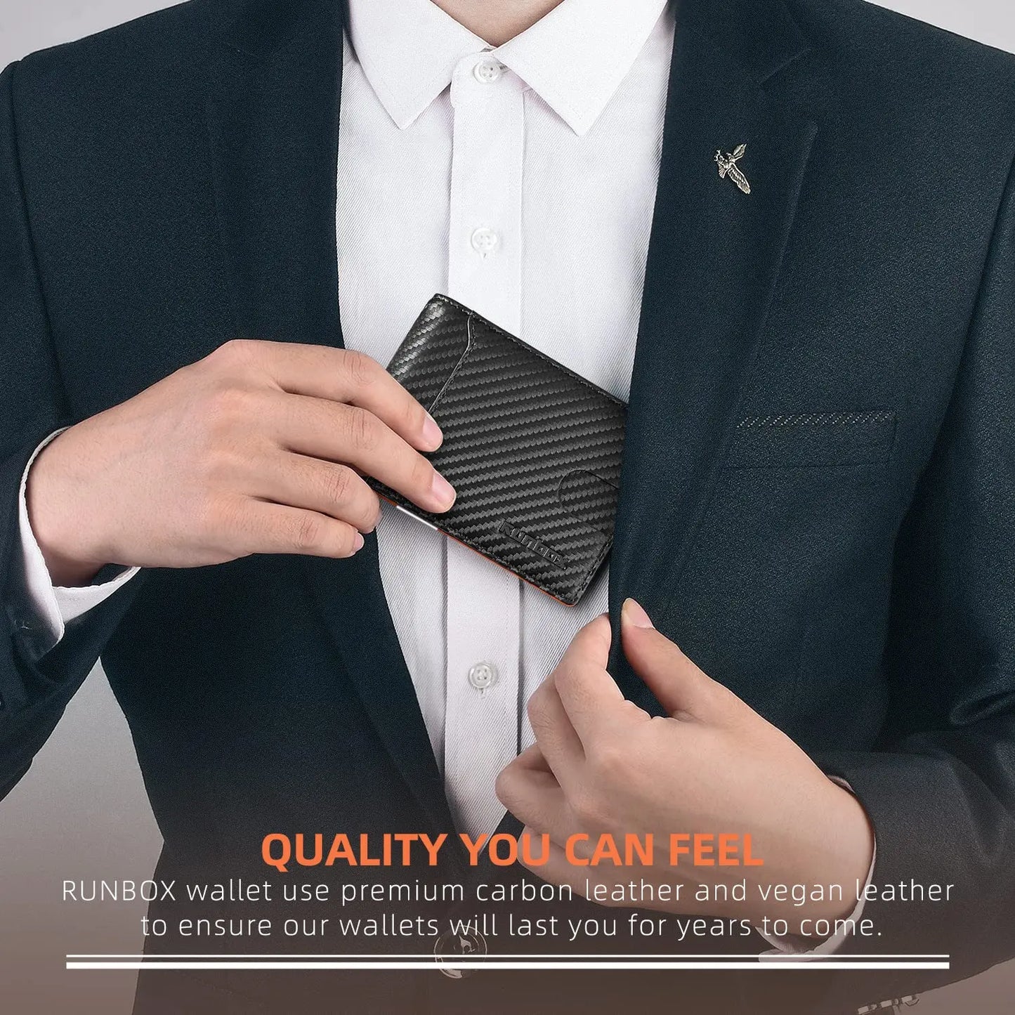 Slim Wallets for Men - Leather Money Clip Mens Wallet - RFID Blocking Front Pocket Bifold Wallet - Minimalist Credit Card Holder mon