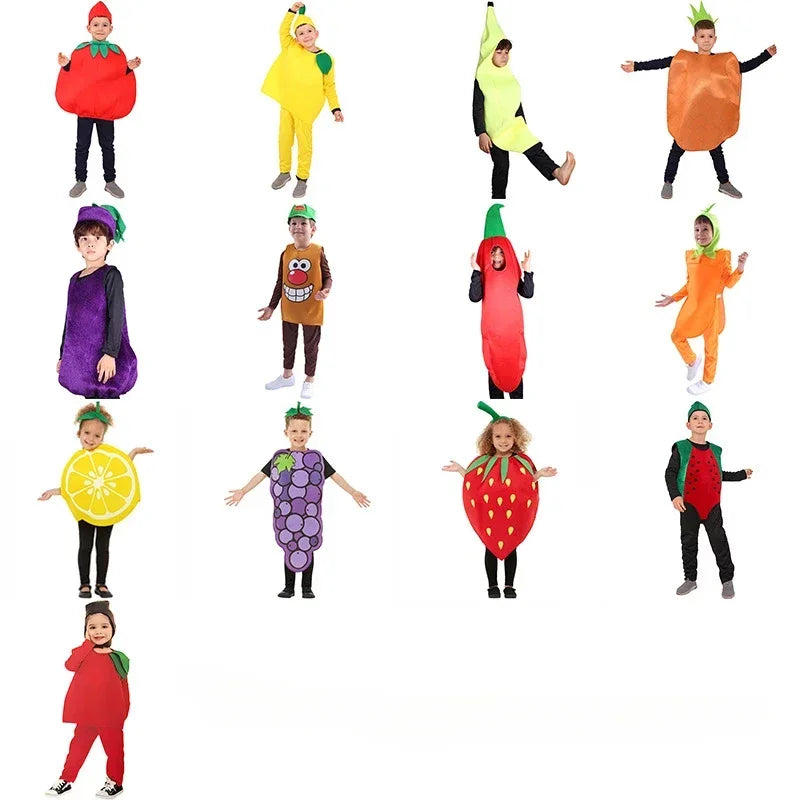 Halloween Kids Girls Boys Children Fruit Vegetable Costume Watermelon Strawberry Banana Tomato Outfit Cute Cosplay Party