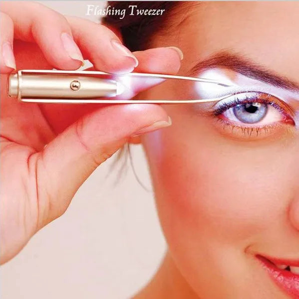 1pc Portable Stainless Steel Smart Design Eyebrow Hair Remove Tweezer With LED Light Makeup Tool - unique