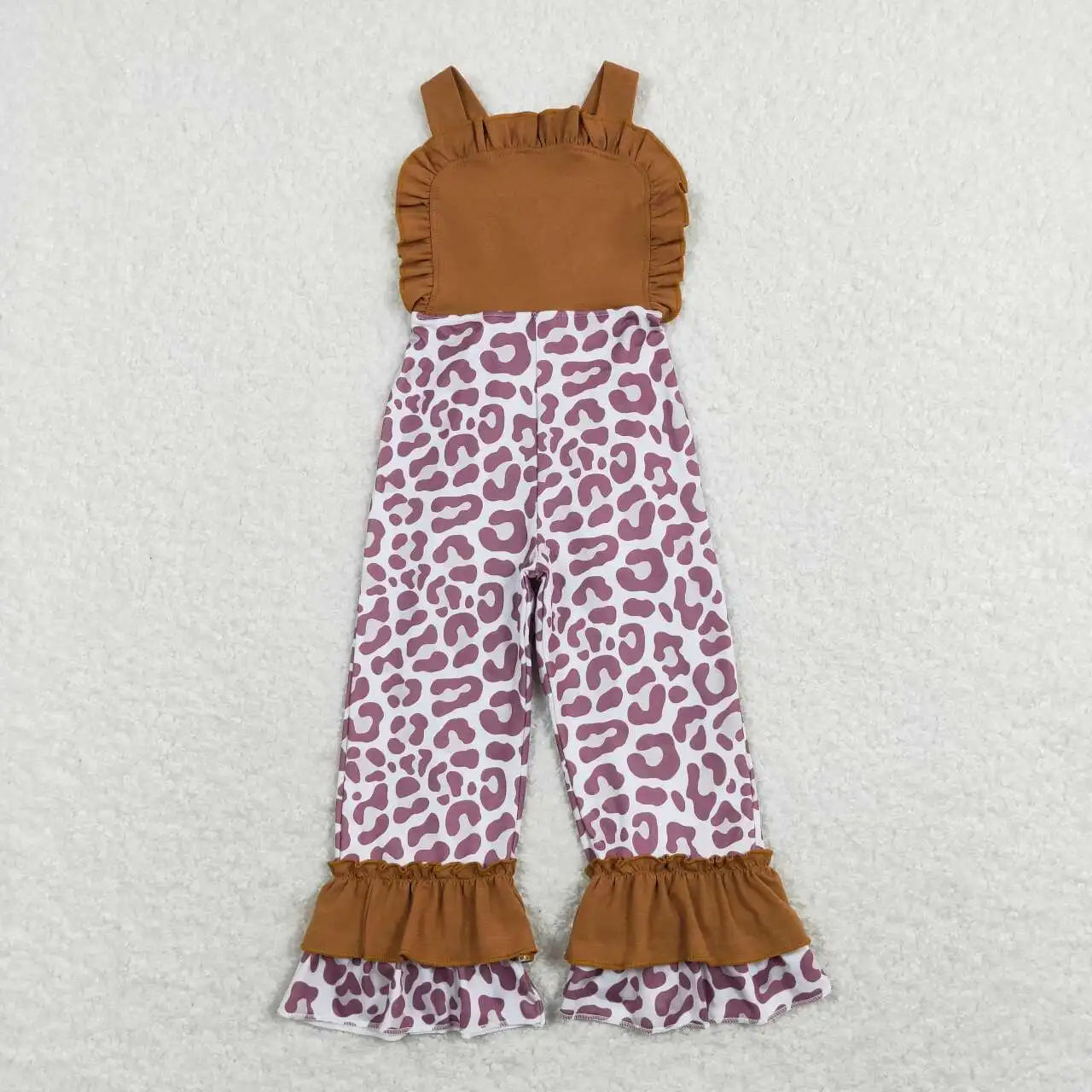 New Arrive Wholesale Toddler Baby Girl Clothes Sleeveless Leopard And Flower Print Suspender Kids Romper