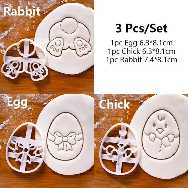 1/4pcs Cute Yoga Rabbit Easter Christmas Plastic Cookie Embossed Mold Fondant Cookie Cutter Bunny Biscuit Mold DIY Baking Tools