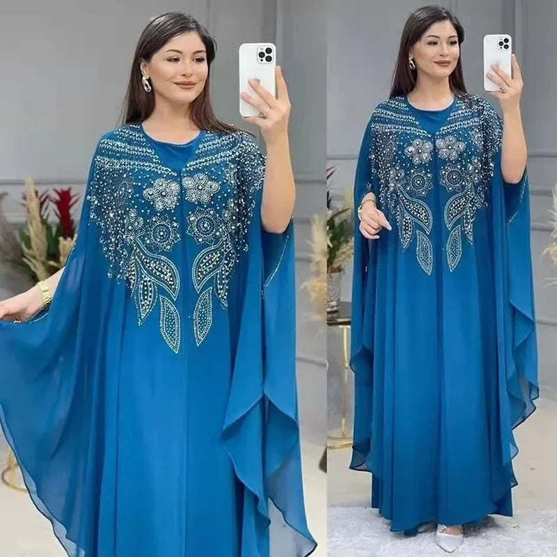 Abayas For Women Dubai Luxury Chiffon Boubou Muslim Fashion Dress Caftan Wedding Party Occasions Djellaba Femme