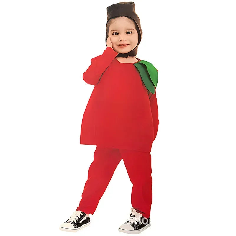 Halloween Kids Girls Boys Children Fruit Vegetable Costume Watermelon Strawberry Banana Tomato Outfit Cute Cosplay Party