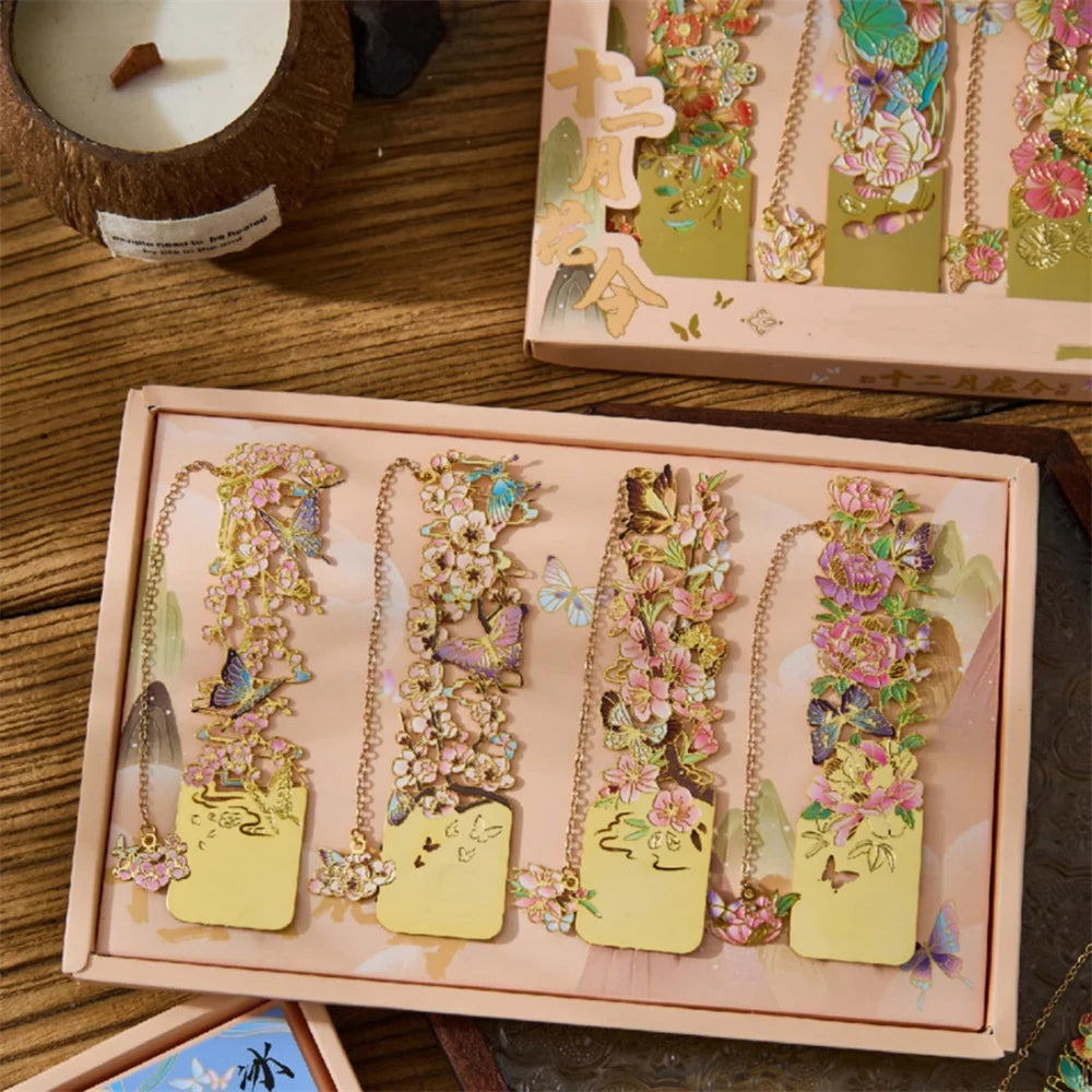 Retro Chinese Metal Hollow Bookmarks Creative Out Bookmark Book Clip Student Stationery School Office Supply New Year Gift