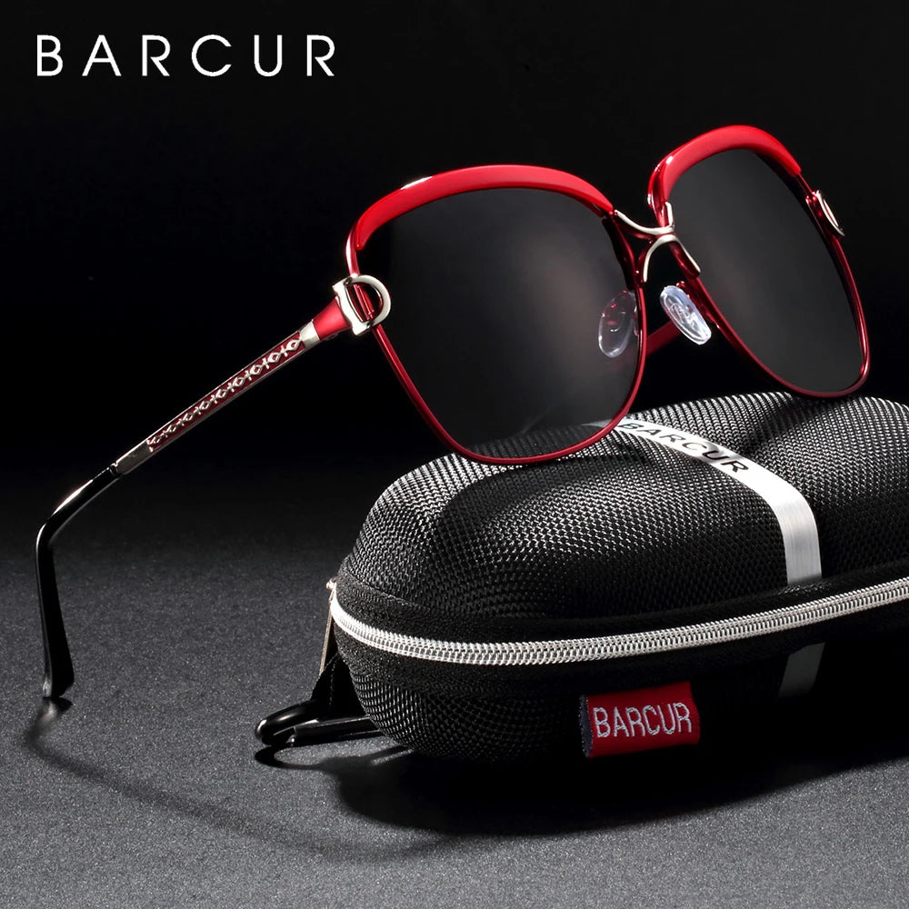 BARCUR Polarized Ladies Sunglasses Women Gradient Lens Round Sun Glasses Square Luxury Brand Oculos Lunette De Soleil Femme
