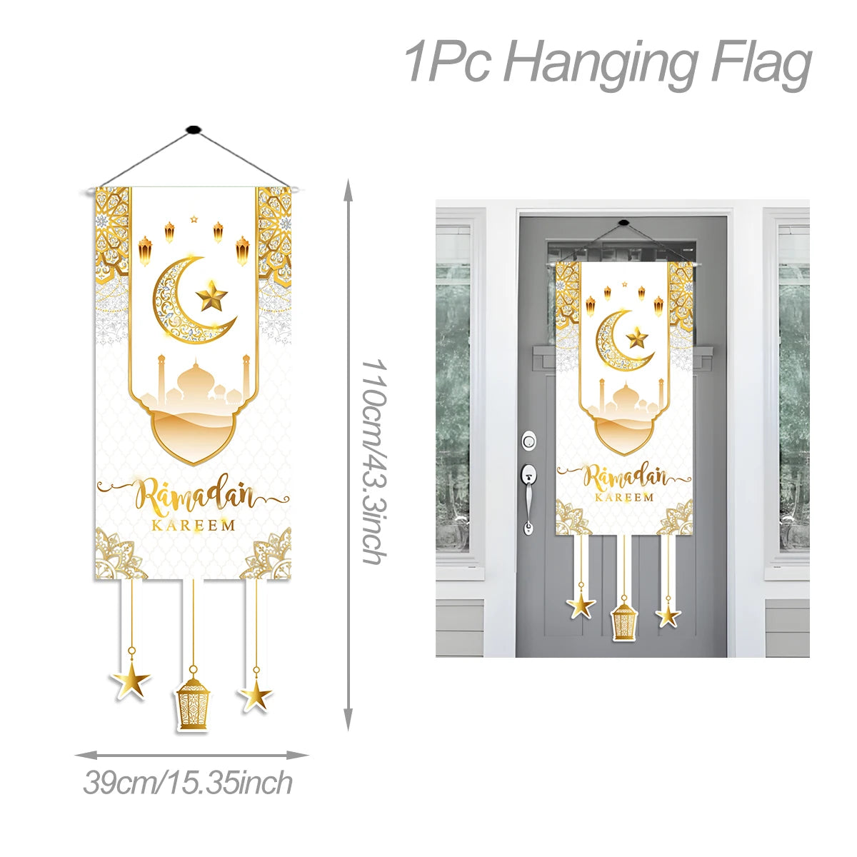 Ramadan Hanging Flag Ramadan Kareem Decoration For Home 2025 Aid EID Mubarak Muslim Islamic Festival Eid Al-fitr Party Supplies