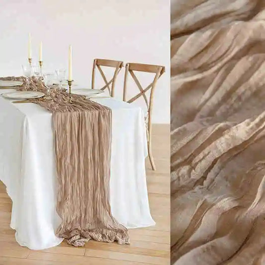 Eightree 2025 Knit Cloth Table Runner Wedding Birthday Party Banquet Decoration Gauze Fabric Voile Table Cloth Twist Table Cover