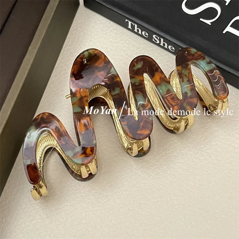 Han Acetate Metal Wave Grip Female Back Head Updo Shark Clip Large Hair Clip High-Grade Sense Hair Clip Headdress