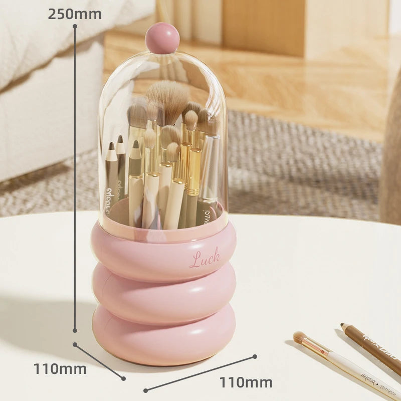 360° Rotating Makeup Brushes Holder With Lid Lipstick Organizer Cosmetic Storage Make Up Tools Box Jewelry Pencil Case Container