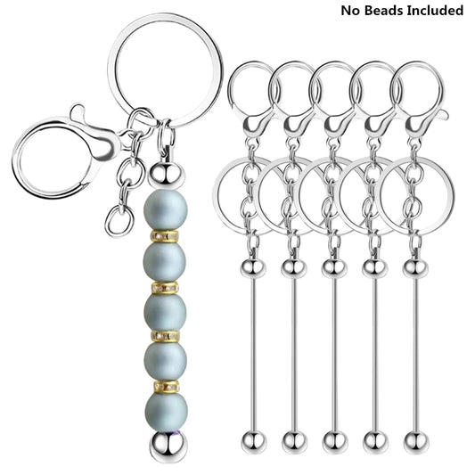 3/5/10/20PCS Metal Beadable Keychain Bars Blanks for Beads Pendant Jewelry Charms DIY Crafts Keychains Making Valentine’s Gift