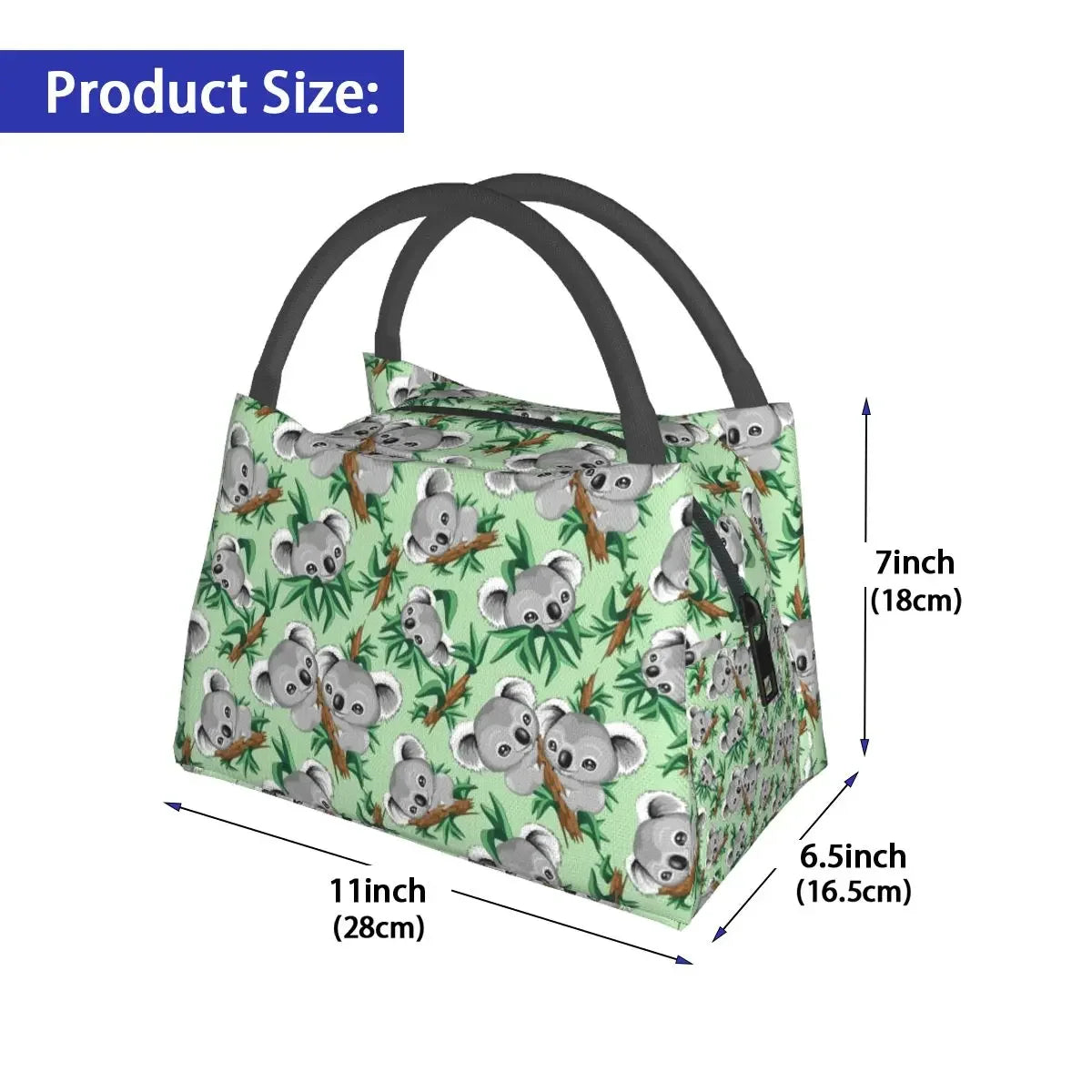 Cute Koala Lunch Bag Animals Fun Lunch Box Picnic Portable Zipper Tote Food Bags Graphic Cooler Bag