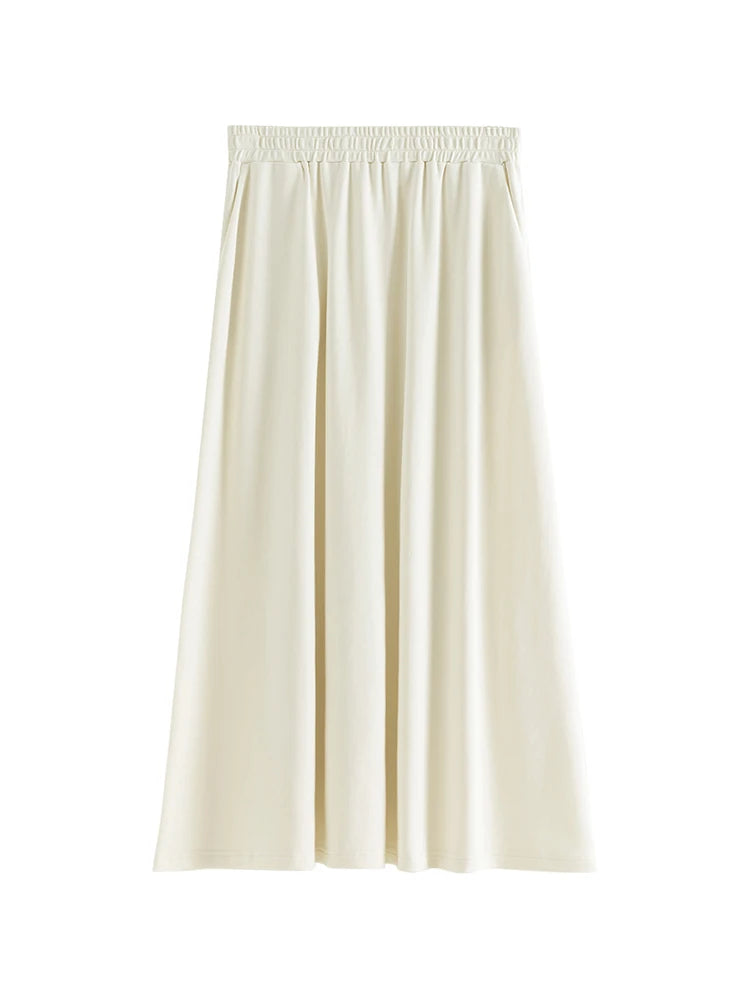 ZIQIAO Petite Relaxing Short Sleeved T-shirt Skirt Set for Women 2024 Summer New Slimming Women Top clothes