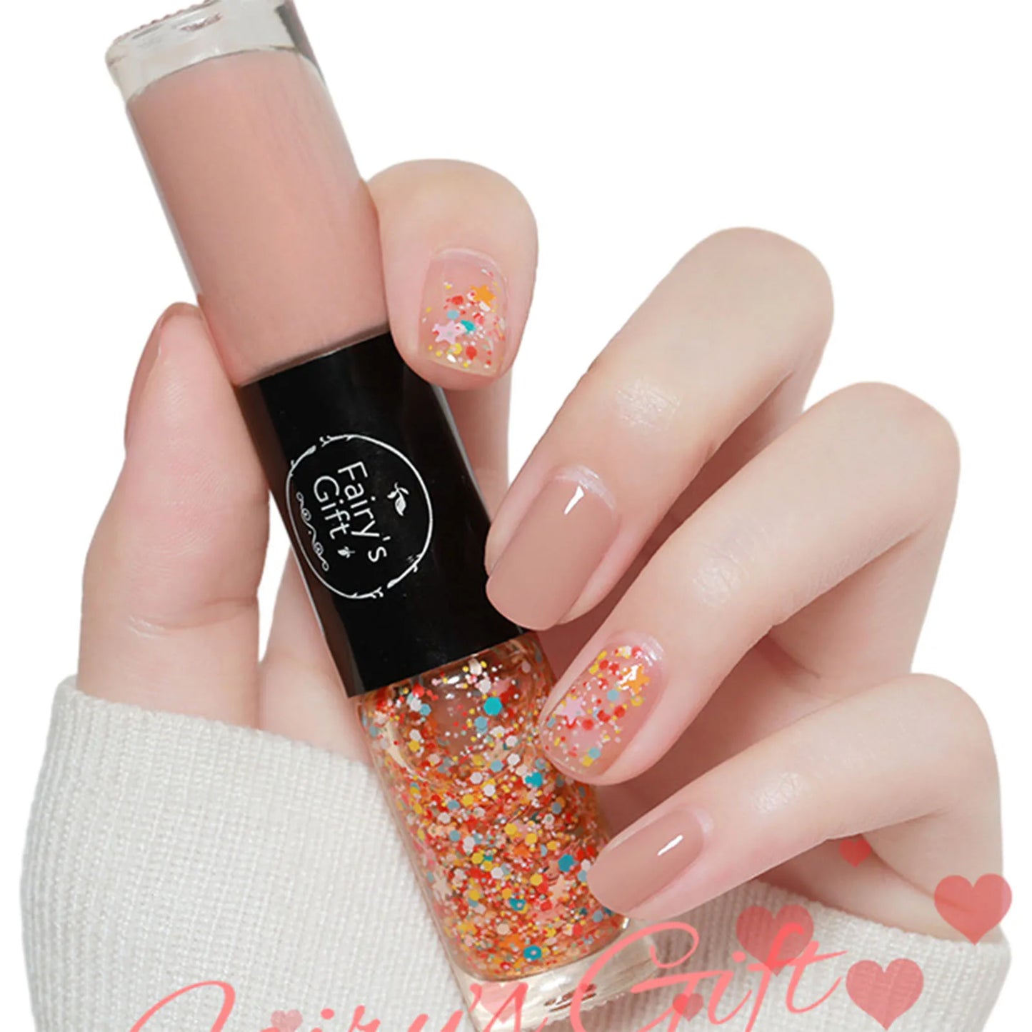 2 In 1 Double Heads Nails Polish Paillette Glitter Nails Oils Long Lasting Waterproof And No-Bake Quick Drying Gel Nails Polish