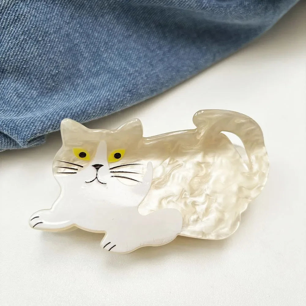 Refreshing World New Kitten Hair Claw Cute Cat Design Acrylic Hair Claw Clips Hair Accessories for Women Girls