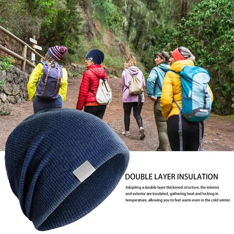 Knit Skull Hat Stretchy Non-Pilling Winter Beanie Hat Warm-Keeping Supplies For Outside Activities For Home Hiking Jogging