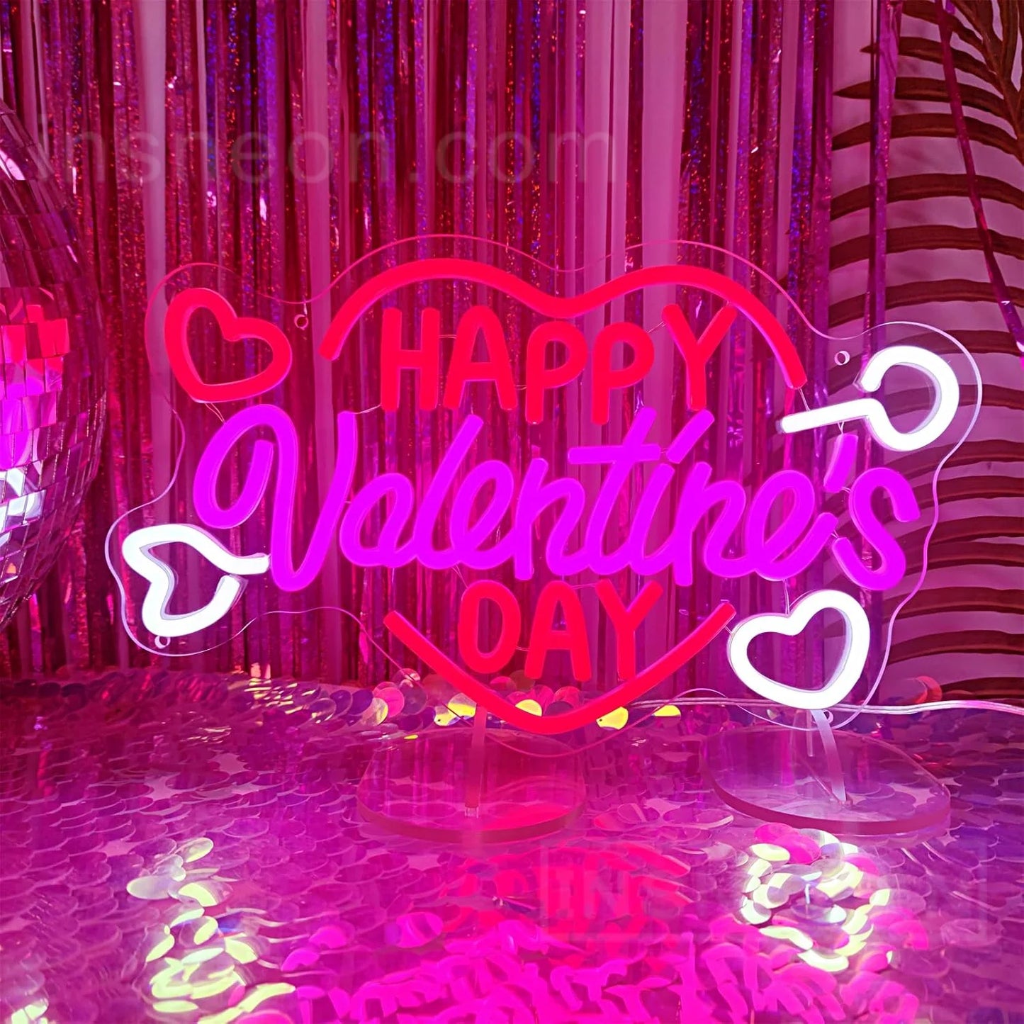 Happy Valentines Day Neon Sign for Room Decoration,Neon LED Lights Signs for Bedroom Wall Decor,Home,Wedding,Gaming,Bar,Custom
