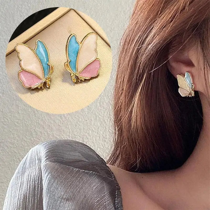 925 Silver Needle Green Crystal Butterfly Drop Earrings For Women Korean Jewelry 2024 Trending Fairy Luxury Women's Earrings New