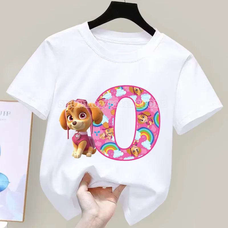 Paw Patrol T-Shirt Sommer Jungen Mädchen Saugfähige Shirts Niedliche Cartoon Chase Skye Weiße Kleidung Einfache Basic Vielseitige Kleidung Geschenk