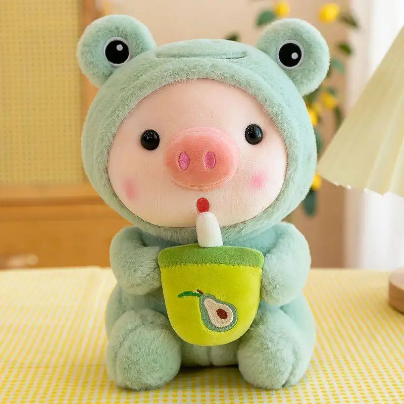 Bubble Pig Plüschtier Kuscheltier Hase Frosch Einhorn Tiger Kissen Tasse Milchtee Boba Plüschtier Puppe Geburtstagsgeschenk Kuschelbaby