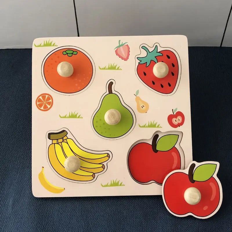 Kinder Hand Scratch Bord Baby Montessori Frühen Bildung Obst Kognitiven Puzzle Spielzeug
