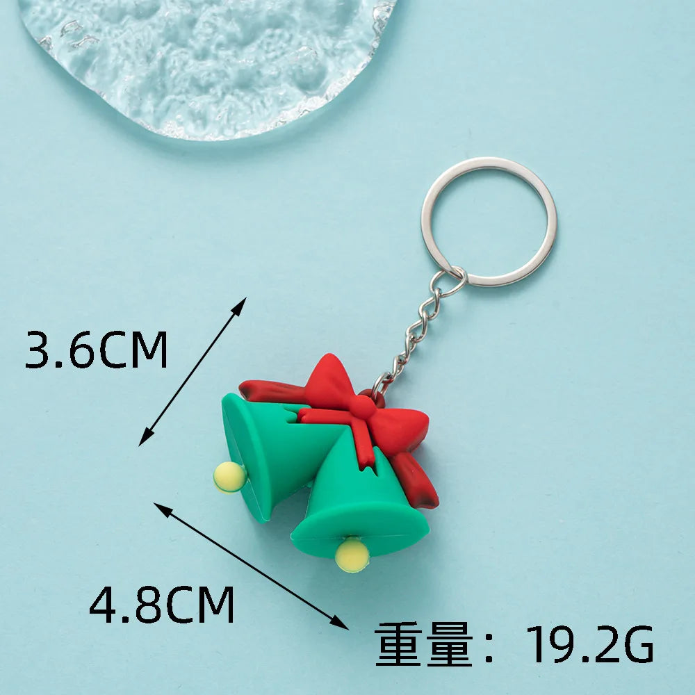 Christmas Keychain Cartoon Cute Doll Pendant Santa Claus Snowman Tree Keyring for Men Women Party Decoration Souvenir