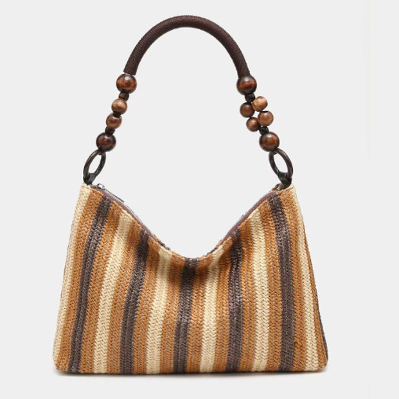 Fashion Striped Straw Large Tote Bag Casual Paper Woven Women Handbag Handamde Summer Beach Shoulder Bags Big Bali Shopper Purse