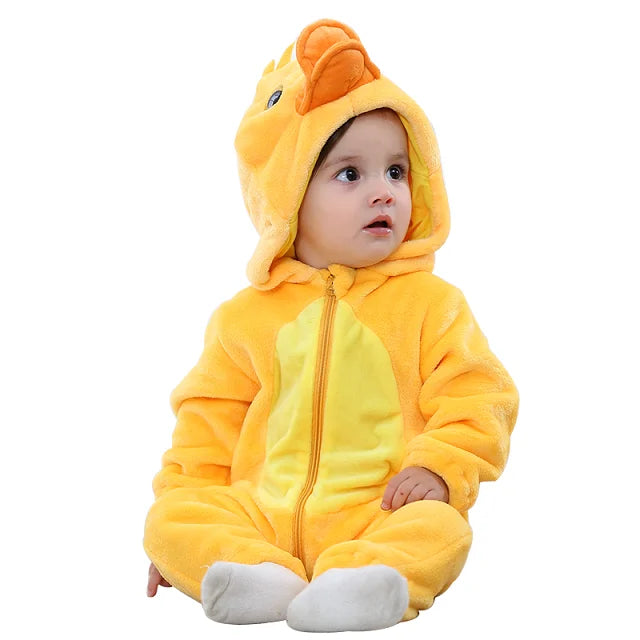 MICHLEY Halloween Baby Strampler Winterkleidung Flanell Kapuzen Bodys Pyjamas Tiere Overall Jumpsuit für Mädchen Jungen Kinder