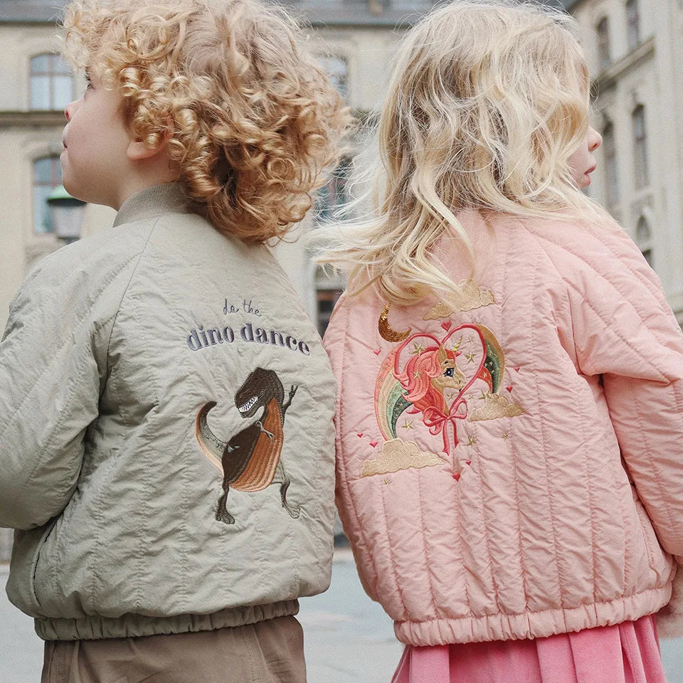 AW KS Kinderkleidung Baby Mädchen Käfer Pailletten Kleider Kinder Röcke Kleinkind Mädchen Jacke Bestickte verdickte Baumwollmäntel