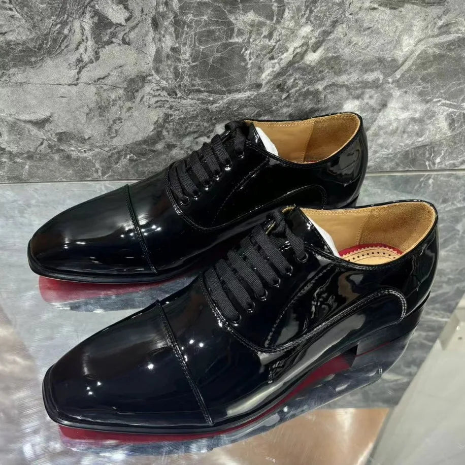 Classic Red Leather Men's Shoes Spring Casual Versatile Zapatos Mujer Business British Fashion Snerker Lace Up Leather Shoes