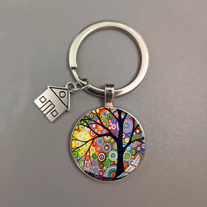 Key To The New House Kechain Beautiful House Under The Starry Sky Key Ring Personality Jewelry Gift Key Holder for New Home