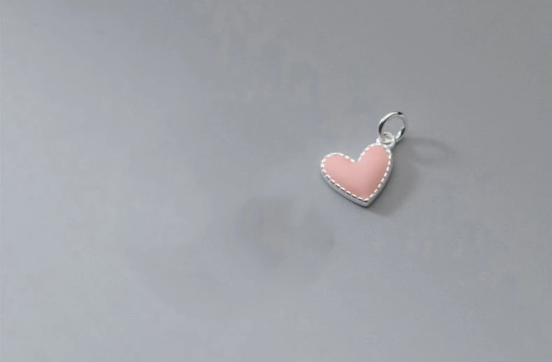 925 Silver Charms Heart Pendant Charms DIY Pendant Necklace Accessries Jewelry Silver 925 Colorful