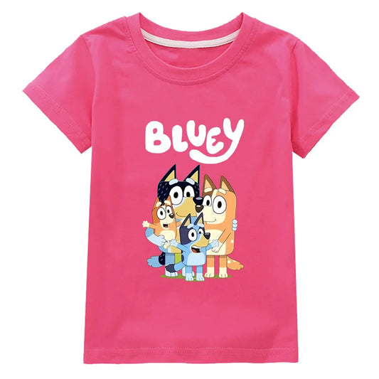 Moose New Bluey Family Sommer Kurzarm-T-Shirt Modische Kinderkleidung Jungen- und Mädchenkleidung Kurzarm-T-Shirt