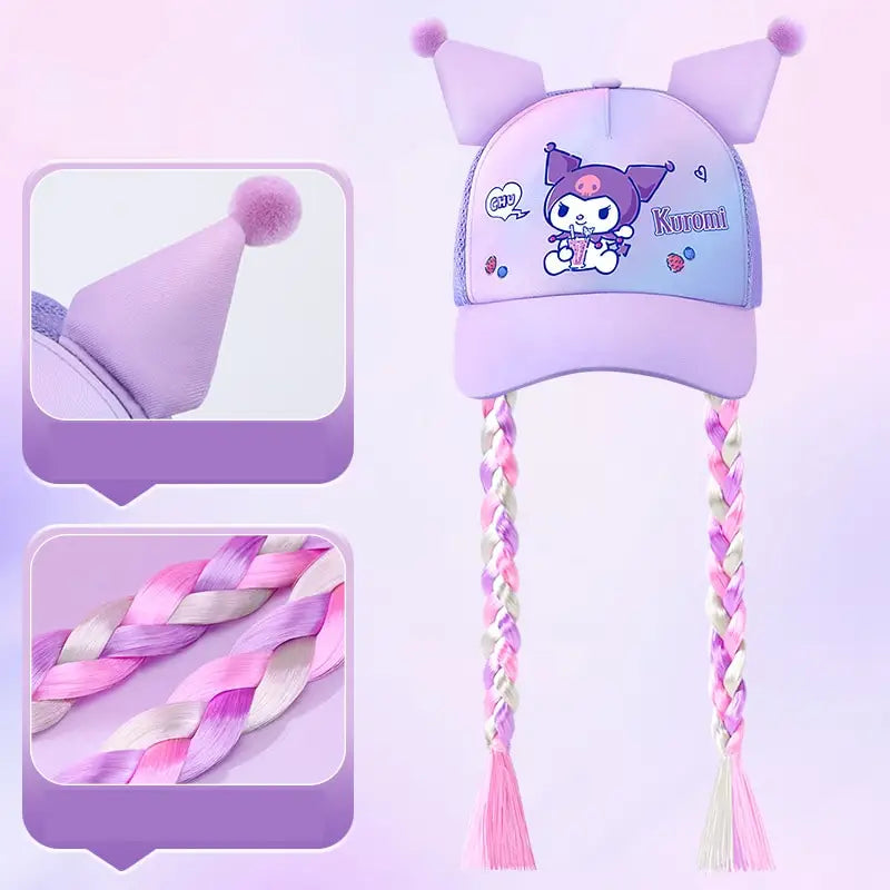 Sanrioed Anime Kuromi Children Sun Protection Hat Cute Baseball cap Cartoon Sunhat Spring trip Summer Camp Gift for Friend