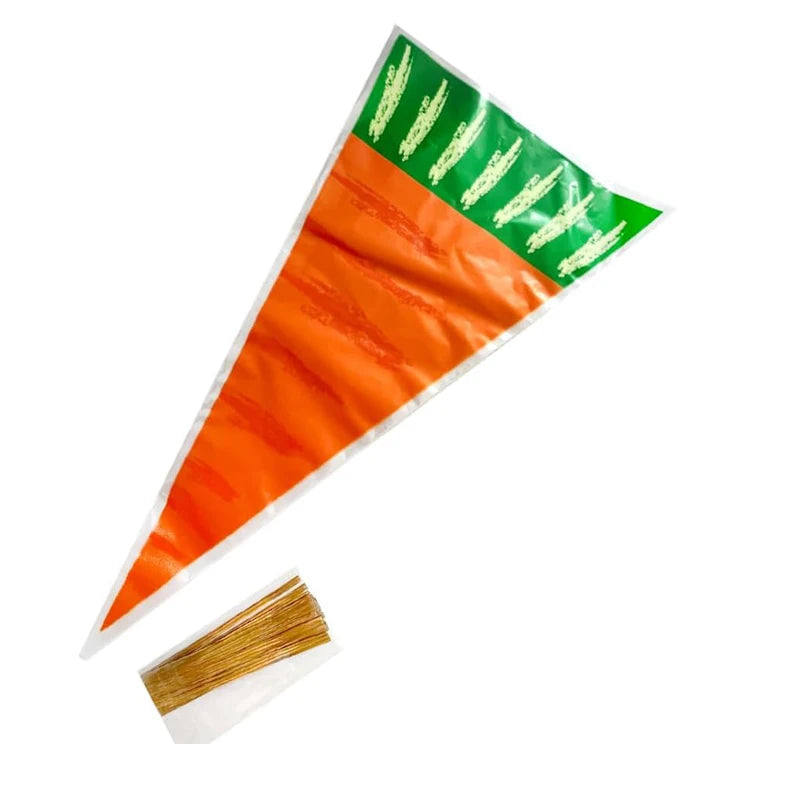 10PCS Carrot Shaped Candy Bags Cone Cellophane Easter Gift Bag with Twist Ties for Holiday Birthday Wedding Party Supplies