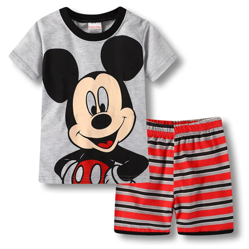 Neue Sommer Kinder Jungen Mädchen Kleidung Baby Baumwolle Prinzessin Pyjamas Sommer Kurzarm Set Cartoon Minnie Kinder Nachtwäsche