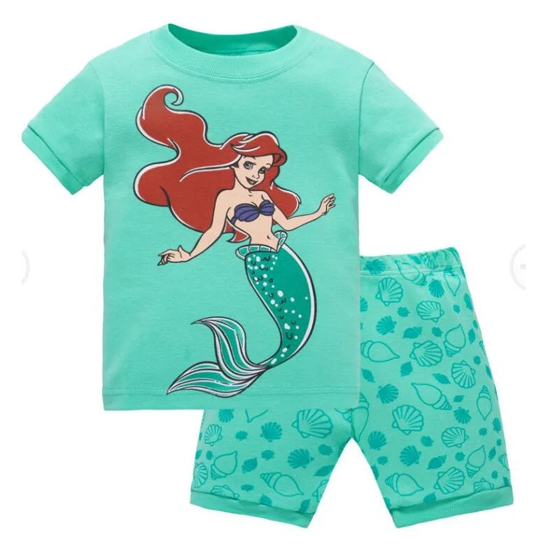 Neue Sommer Kinder Jungen Mädchen Kleidung Baby Baumwolle Prinzessin Pyjamas Sommer Kurzarm Set Cartoon Minnie Kinder Nachtwäsche