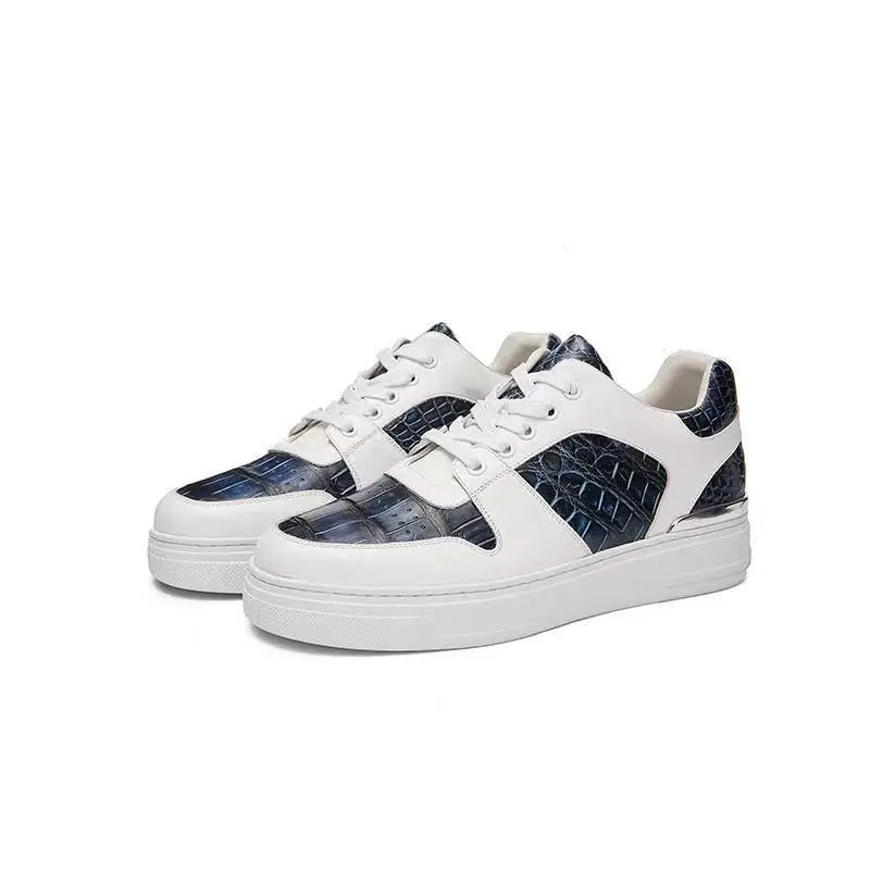 2024 new arrival Fashion Crocodile Skin causal shoes men,male Genuine sneakers PDD408