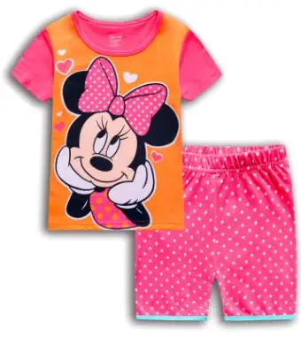 Neue Sommer Kinder Jungen Mädchen Kleidung Baby Baumwolle Prinzessin Pyjamas Sommer Kurzarm Set Cartoon Minnie Kinder Nachtwäsche
