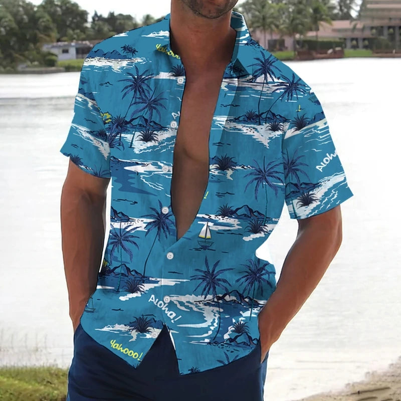 Summer Men Hawaiian Shirt 3d Plant Shirt For Men mon