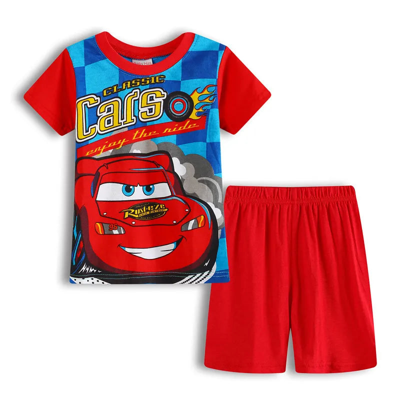 Neue Sommer Kinder Pyjamas Kinder Nachtwäsche Baby Set Jungen Mädchen Autos kurzarm Pijamas Baumwolle Nachtwäsche Kleidung Pyjamas Sets