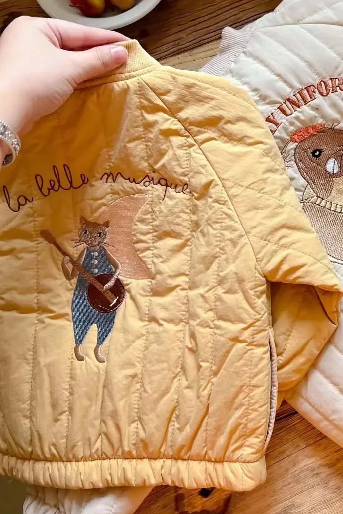 2024 Embroidery Winter Baby Snow Wear Coats Parkas Children's Cotton Jacket Thickened Plush Girls Boys Baby Winter Clothes
