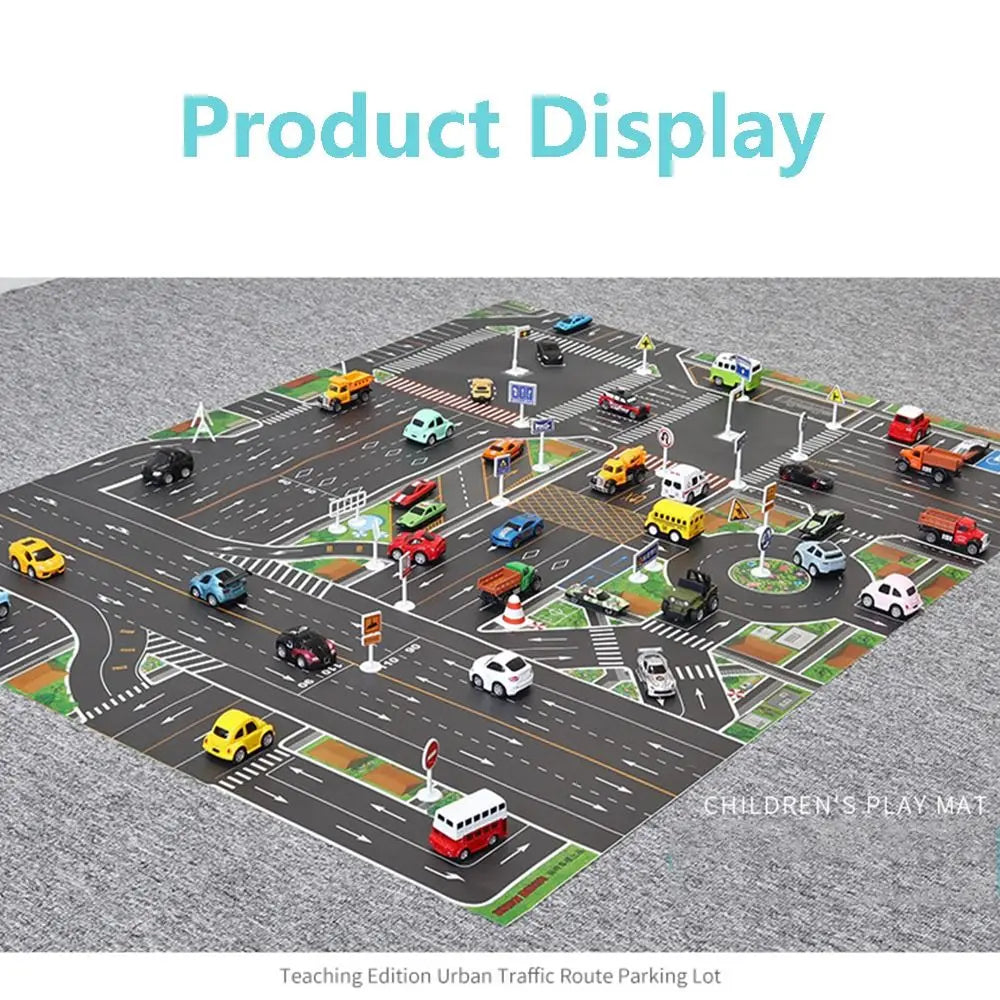 Kinder Geschenk Spielmatte Kinderspielzeug Straßenteppich Spielmatte Kletterspielzeug Stadtparkplatz Straßenkarte DIY Verkehrsschilder