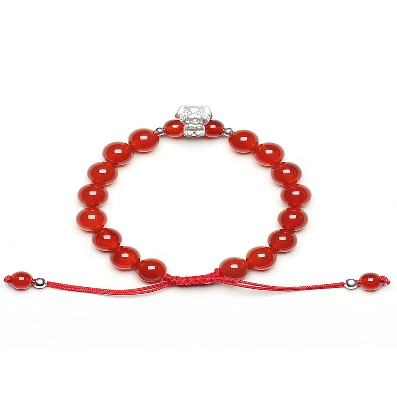 Sterling Silver Red Rope accessories for Women and Men Korean Version of Simple Transfer Bead the Year to the Dog Student Lovers Bracelet