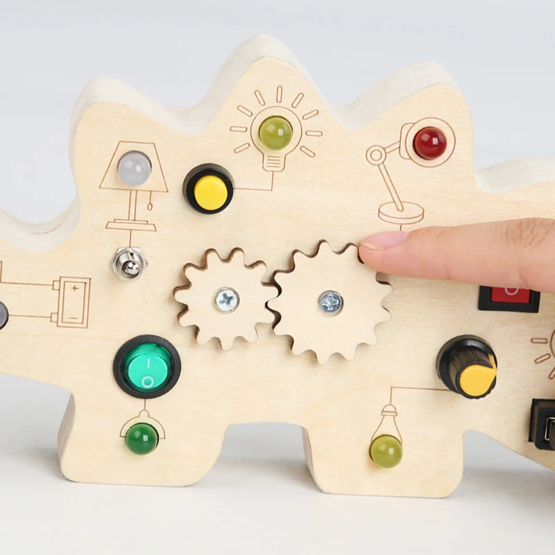 Fabrik Babyprodukte Heißer Verkauf 2023 Holz LED Lichtschalter Beschäftigt Brettspiele Montessori Pädagogisches Sensorisches Spielzeug für Kinder