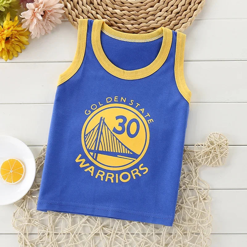Summer Kids Tops Clothes Tank Sleeveless Breathable Cotton Children T-shirt Vest Top Clothing Outfit Cartoon Boys Girls 0-7Years
