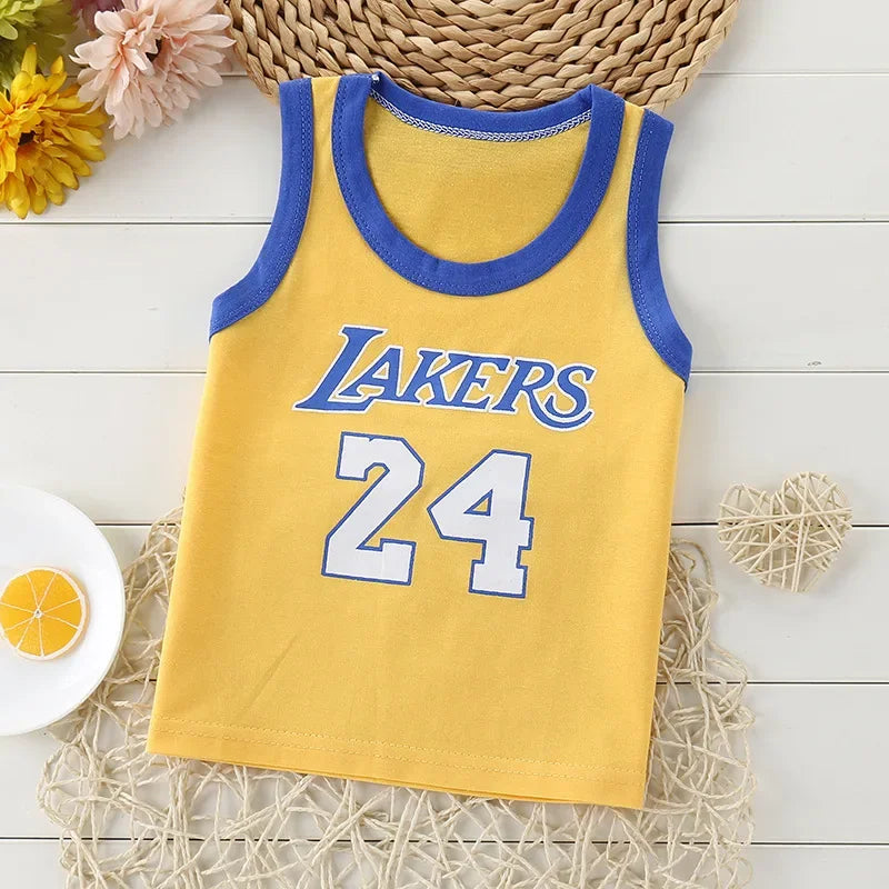 Summer Kids Tops Clothes Tank Sleeveless Breathable Cotton Children T-shirt Vest Top Clothing Outfit Cartoon Boys Girls 0-7Years