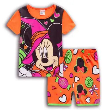 Neue Sommer Kinder Jungen Mädchen Kleidung Baby Baumwolle Prinzessin Pyjamas Sommer Kurzarm Set Cartoon Minnie Kinder Nachtwäsche