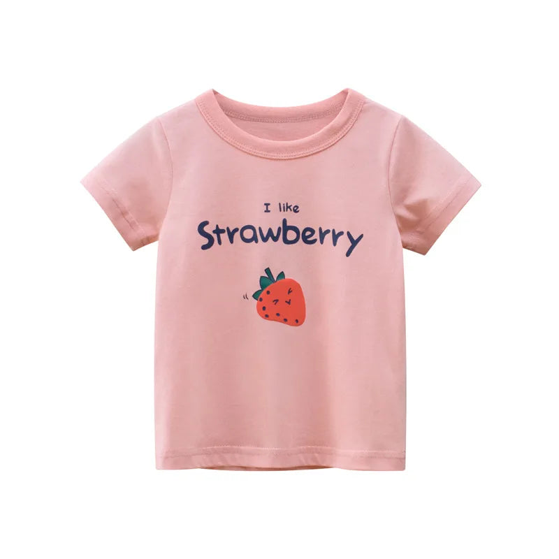 2024 sommer 2-8 Jahre Kinder Mädchen Shorts Ärmel T-shirts Gedruckt Kleines Mädchen Top Baby Mädchen T Shirts Kinder kleinkind Mädchen Kleidung