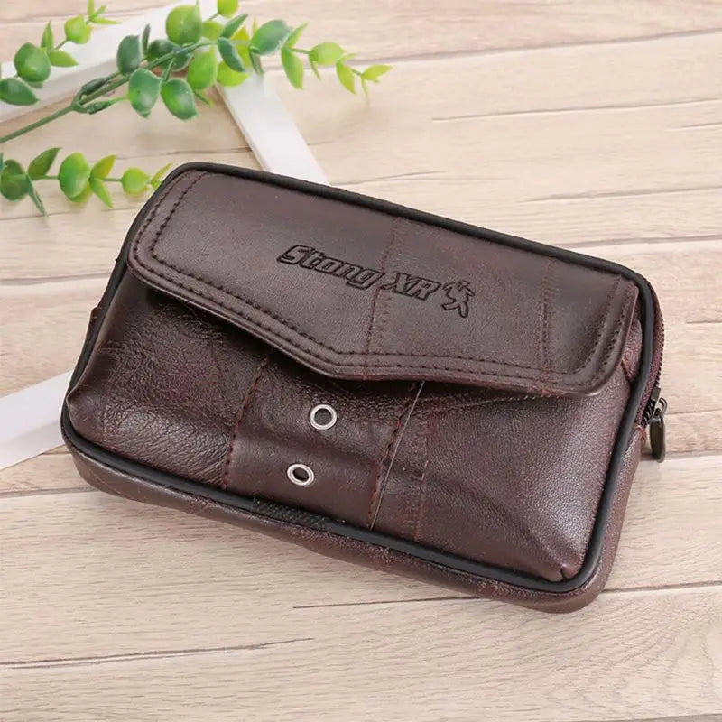 E74B Men Vintage Leather Waist Bag Phone Sport Belt Hip Belt Loop Holster Wallet Carry for Case Purse